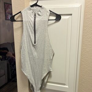 3 for $15 🦋🦋 Out from Under for Urban Oufitters grey ribbed 1/4 zip bodysuit